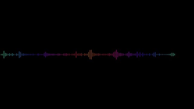 Abstract white audio frequency waveform animation on transparent background, minimal music sound wave icon animation.
