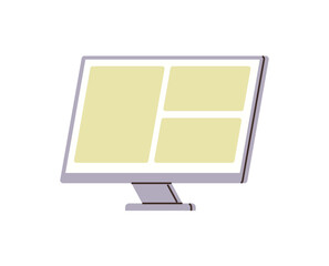 Computer monitor with dashboard vector illustration. Data analysis, software development, office work, digital workspace, project management, information technology. Desktop display with interface © robu_s
