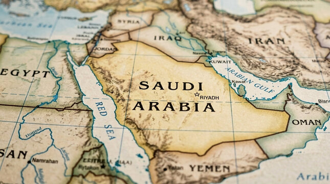 Detailed Map of Saudi Arabia and Middle East Close up View of Riyadh and Arabian Peninsula