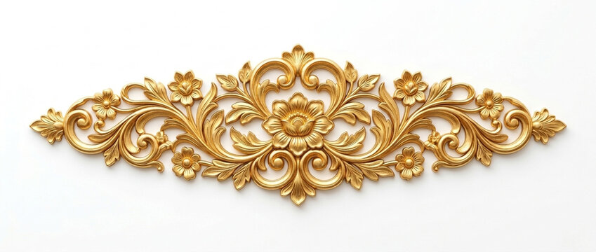 Elegant Gold Floral Ornament Baroque Swirl Decorative Element Luxury Vintage Flourish Design
