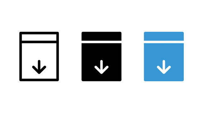 Set of three UI dropdown menu box icons with directional arrow symbols
