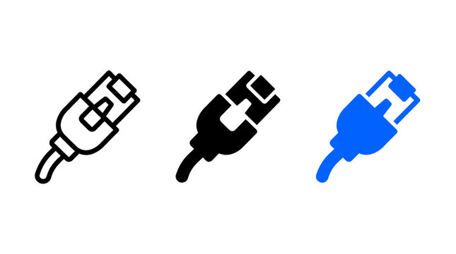 Ethernet cable icon design set vector illustration with network symbols