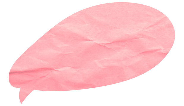 Elongated pink paper speech bubble with small left tail
