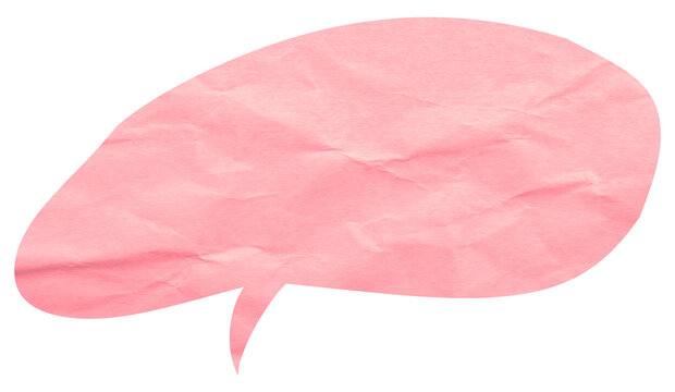 Long pink paper speech bubble with pointed lower tail