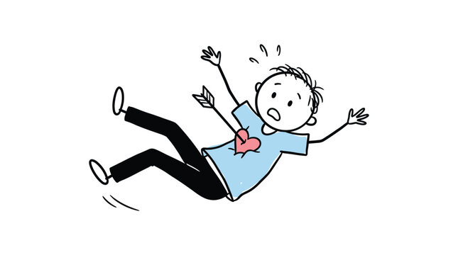 Surprised cartoon character falling in love hit by heart arrow vector