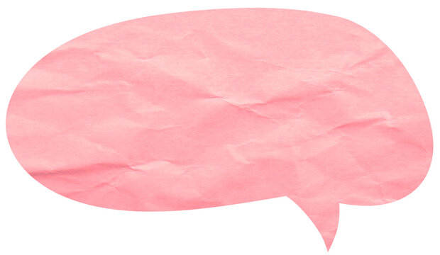Rounded pink crumpled paper speech bubble with copy space
