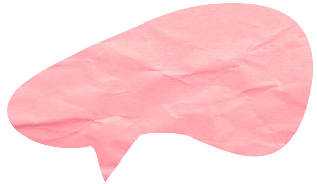 Asymmetric pink paper speech bubble with lower left tail