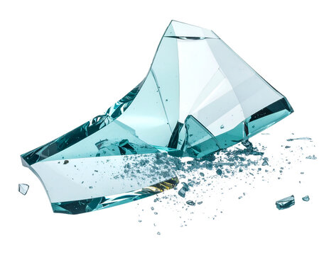 Isolated broken glass shards and fragments with sharp edges on transparent background