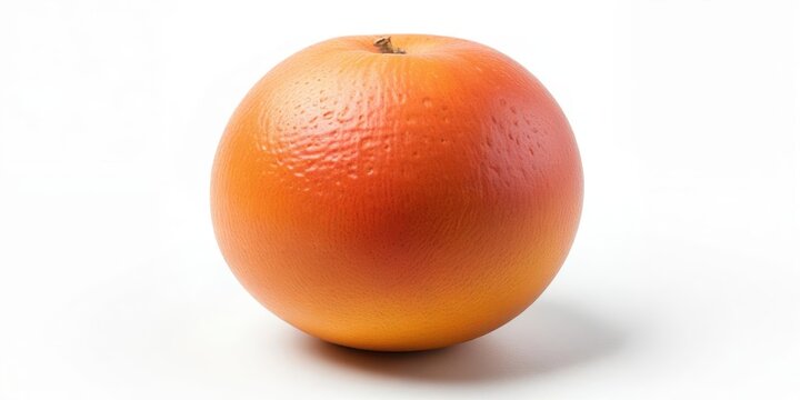 Single isolated grapefruit sitting on a plain white background with a slight shadow effect giving depth and dimensionality, isolated, grapefruit