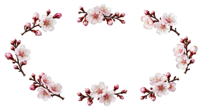 Cherry Blossom Floral Frame with Central Copy Space