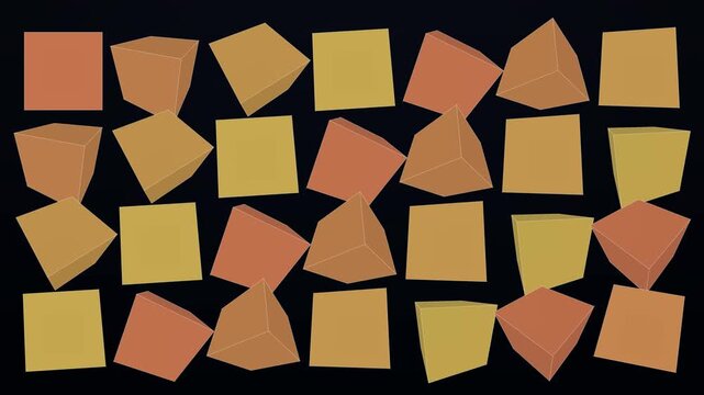 Geometric Shapes Collage of Orange and Tan Post-It Notes on Dark Background