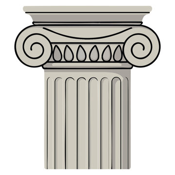Greek columns with ionic capital and volutes hand drawn vector illustration isolated on white suitable for architecture concepts