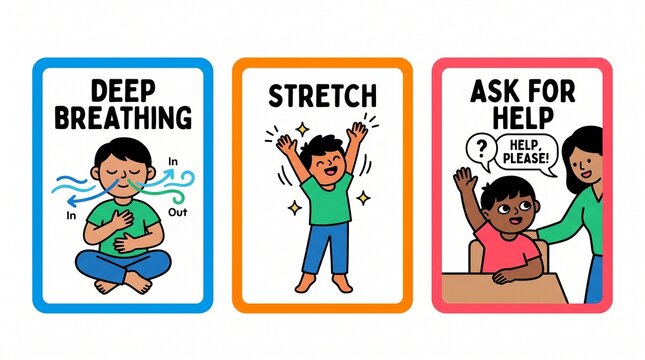 Childrens emotional regulation techniques deep breathing stretching asking for help