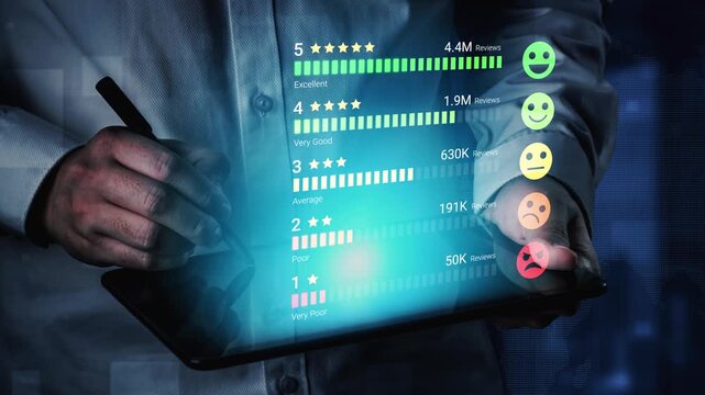 Digital Review Ratings Display for Customer Feedback Analysis with Smiley Icons and Star Ratings on Tablet in Modern Business Environment. Entropy.