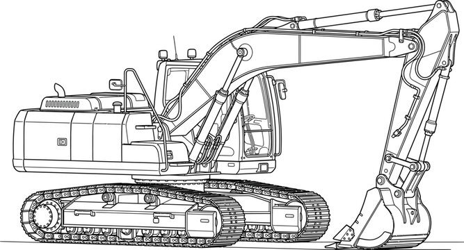 excavator on a white background