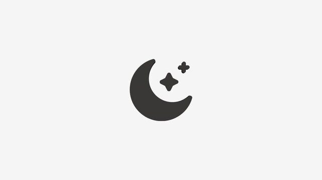 Simple night sky icon with crescent moon and twinkling stars.