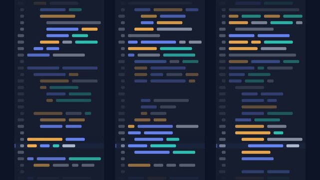 Abstract Digital Software Development Code Scrolling Animation on Dark Background