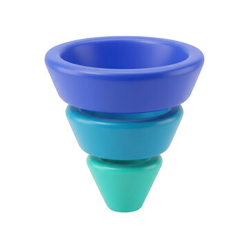 Threelevel funnel chart icon isolated on white background for business strategy transparent background
