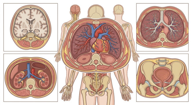 Human Body Top View Anatomical Cross Section Vector