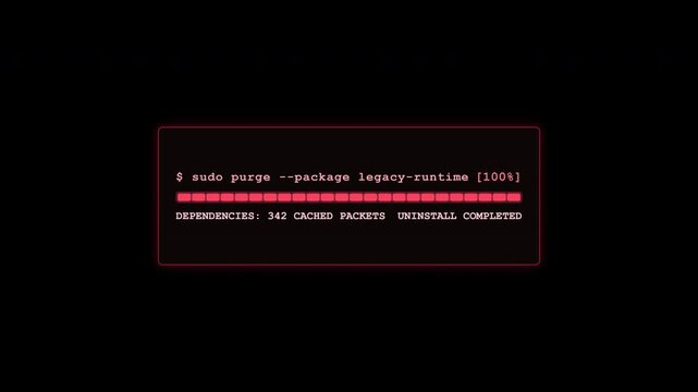 Computer terminal progress bar completing data purge on transparent background