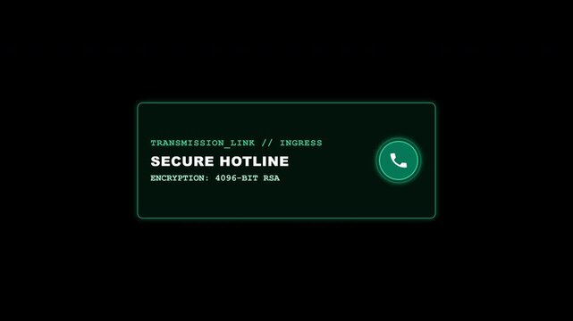 Encrypted secure hotline incoming call notification on transparent background
