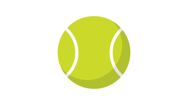 A bright green tennis ball is depicted as a flat vector illustration with a white background sport athletic