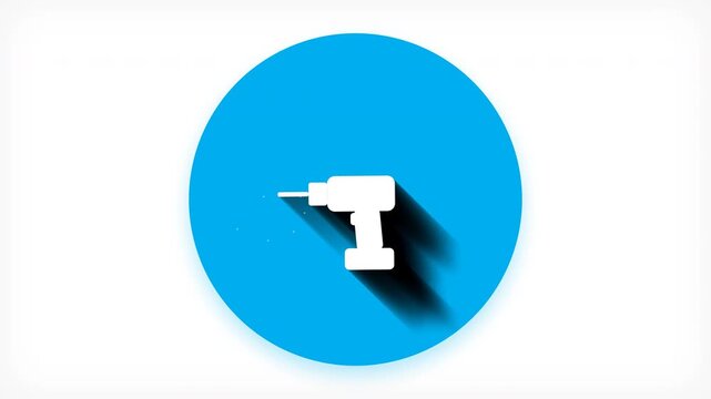 White Power Drill on Blue Circle Background.
