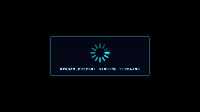 Futuristic sci-fi HUD loading spinner buffering data interface overlay screen