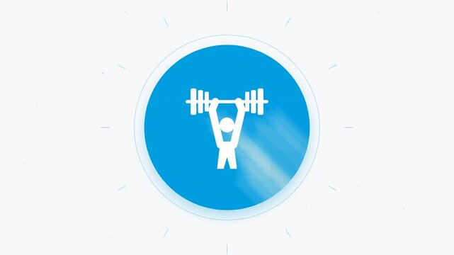 Illustration of Person Lifting Barbell Over Blue Background.