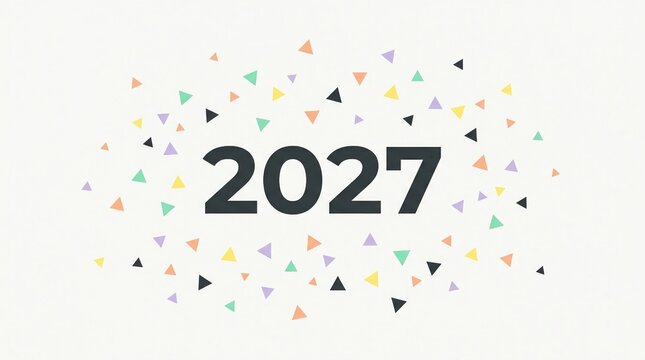 New Year Celebration Design With Pastel Confetti On A Soft Off White Background