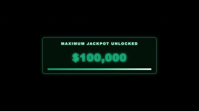Glowing green prize pool counter reaching maximum jackpot on transparent background