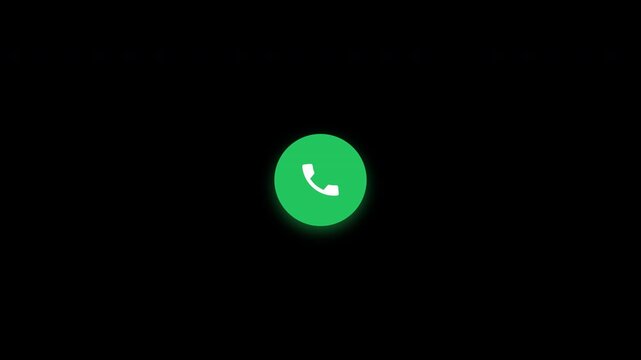 Green incoming telephone call icon vibrating with transparent background