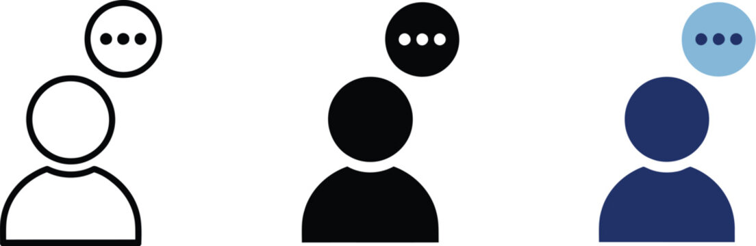 User icon vector set featuring communication speech bubble symbols
