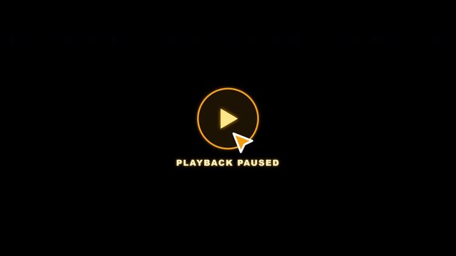 Mouse cursor clicking play and pause media buttons on transparent background