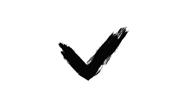Animation abstract check mark  with pain brush stroke style and three color on white background suitable symbol yes approve choice  and Correct Symbol , alpha channel and transparent only 4k.