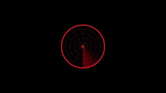 Red futuristic radar screens scanning targets isolated on transparent background
