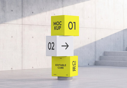 Editable Stacked Cube Mockup