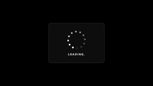 Set of digital loading screen icons with rotating dots on transparent background