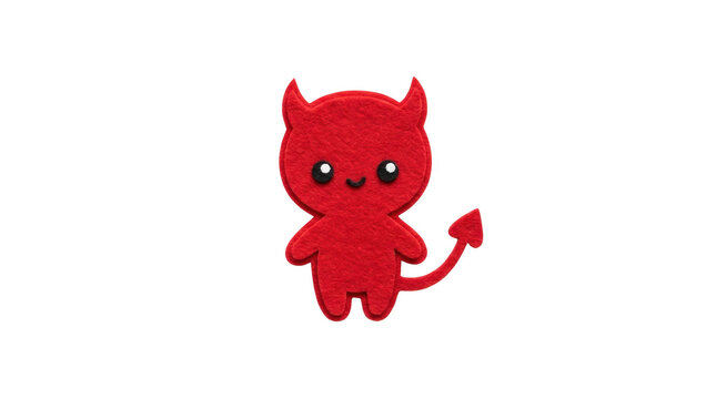 Cute Cartoon Devil Character, featuring fun, playful, monster, devilish, adorable, design, red, felt, fantasy, whimsy, creativity, character design, charm