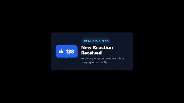 Social media notification alert showing increasing likes on transparent background