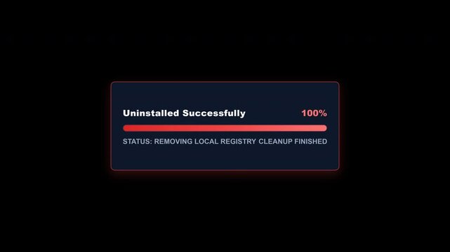 Uninstalling application progress bar interface with transparent background