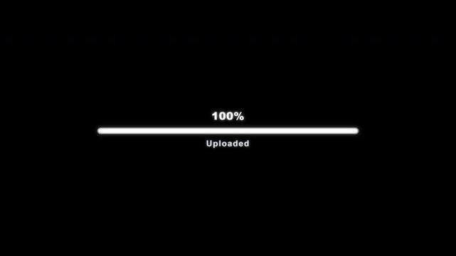 Uploading progress bar loading to one hundred percent on transparent background