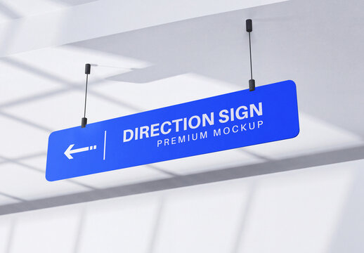 Hanging Direction Sign Mockup