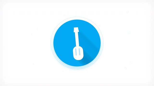 Isolated White Spoon on Blue Circle Background.