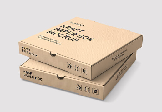 Stacked Kraft Paper Box Mockup