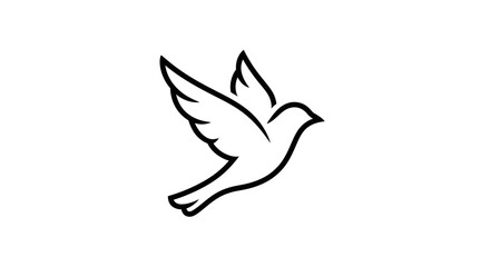 Fototapeta premium Flying Dove Line Art Illustration. Simple Black Outline Bird Drawing Symbolizing Peace, Freedom, and Hope.