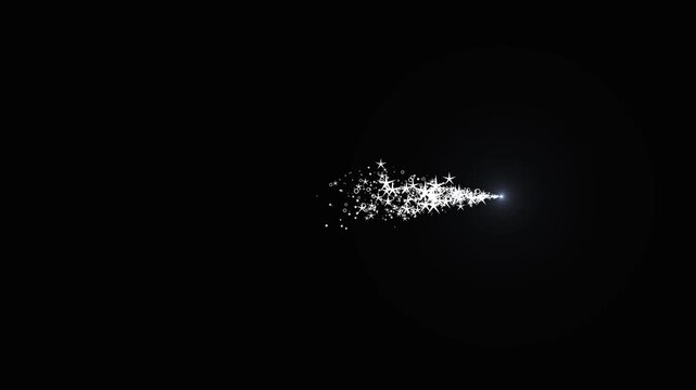 Elegant Glittering Fairy Stars With Soft White Glow, Magical Dust Flow, Shining Particle Trail, Twinkle Light Burst, Decorative Sparkle Motion And Seamless Dark Background Animation 4K