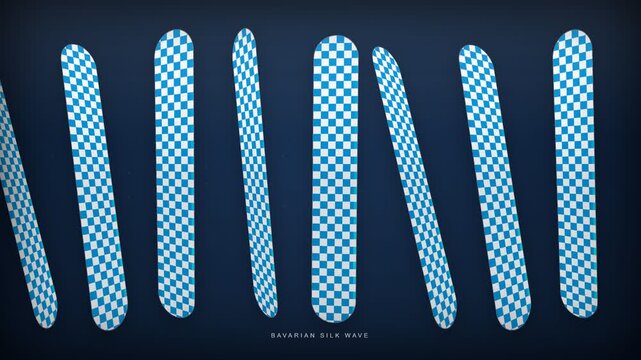 Abstract Bavarian Pattern Motion Graphic with Rotating Blue Checkered Shapes