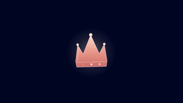 Party tiara crown filling with rose gold liquid and glowing peak jewels loop on dark background