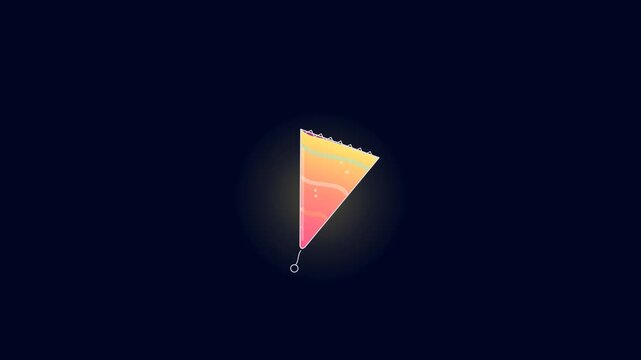 Party popper cone filling with sunset magenta liquid and bursting confetti loop on dark background